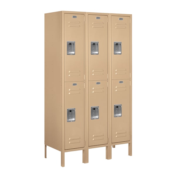 Wardrobe Locker, 36" W, 15" D, 66" H, (3) Wide, (6) Openings, Tan